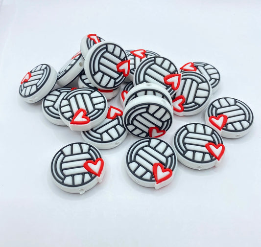 Volleyball Silicone Focal Bead