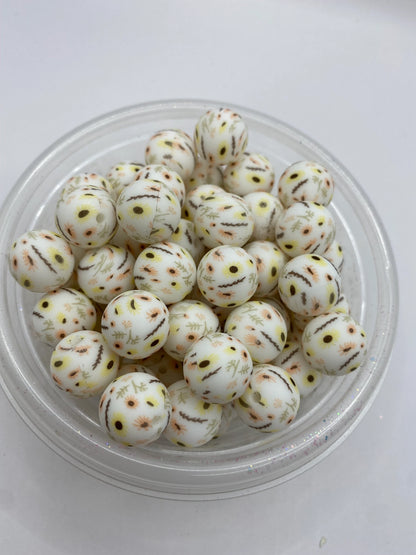 Sunflower Pattern Silicone Bead - 15mm