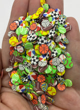 Load image into Gallery viewer, Sports Balls Polymer Clay Slices   5mm.  0.5 oz bag

