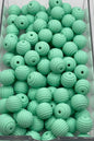 Spiral Silicone Bead - 15mm - Solid Mint Green