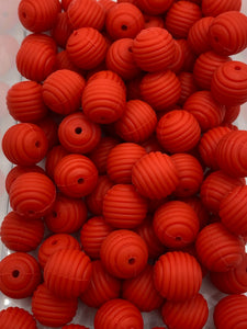 Spiral Silicone bead 15mm Solid Red