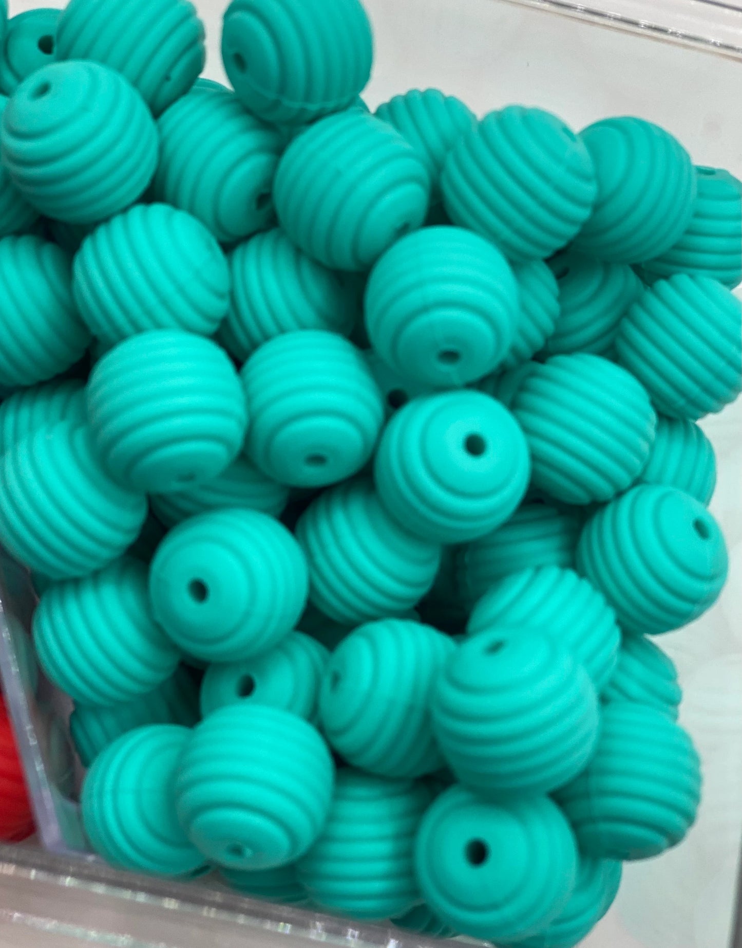 Spiral Silicone Bead - 15mm - Solid Turquoise