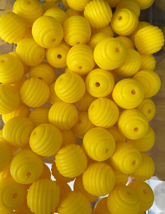 Spiral Silicone Bead - 15mm - Solid Yellow