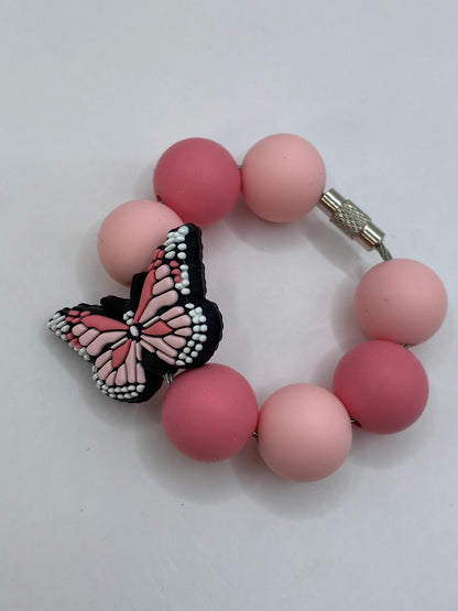 Pink Butterfly Beaded Cup Charm