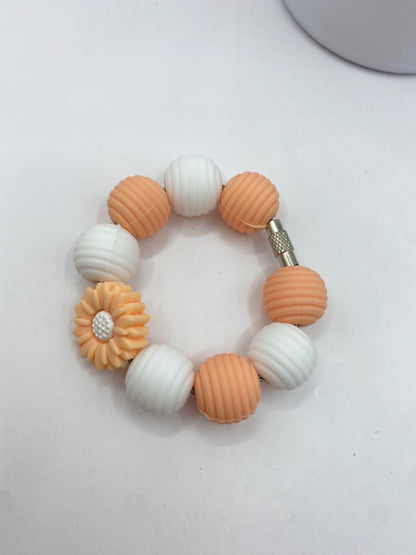 Peach Flower  Beaded Cup Charm