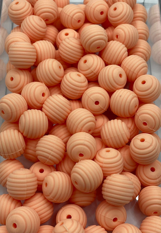 Spiral Silicone Bead 15mm Solid Peach