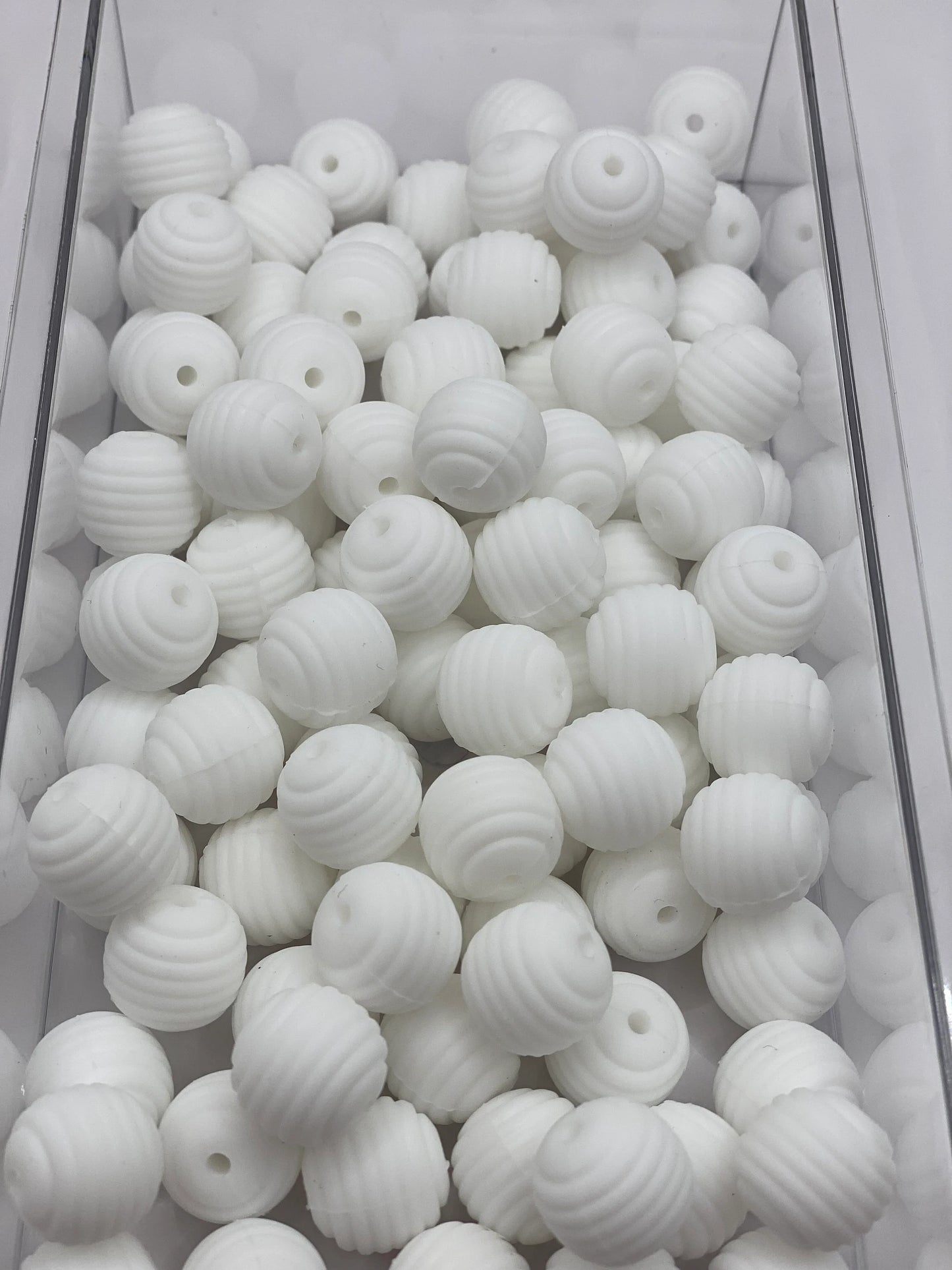 Spiral Silicone Bead 15mm- Solid White