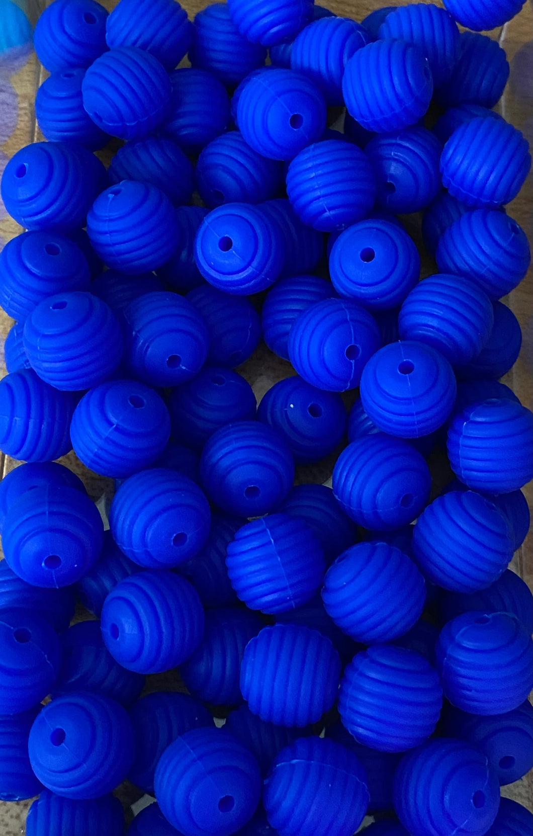 Spiral Silicone Bead Solid Blue