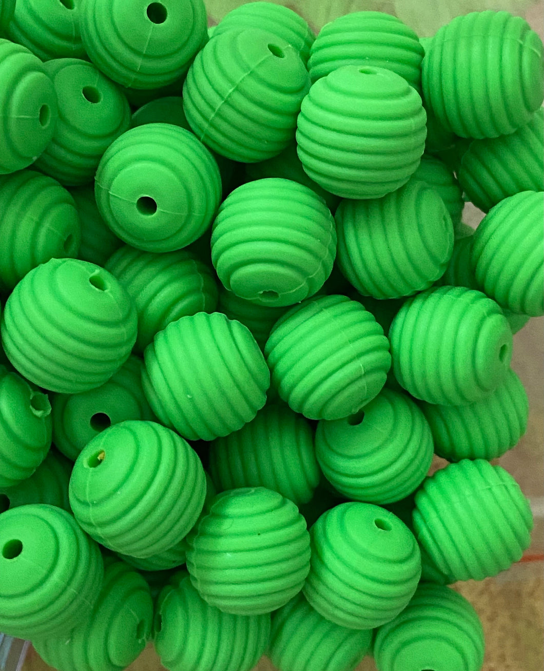 Spiral Silicone Bead - 15mm - Solid Green