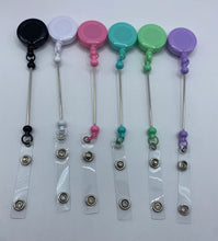 Load image into Gallery viewer, 3 Beadable Badge Bar  Reels - retractable- in your choice of colors
