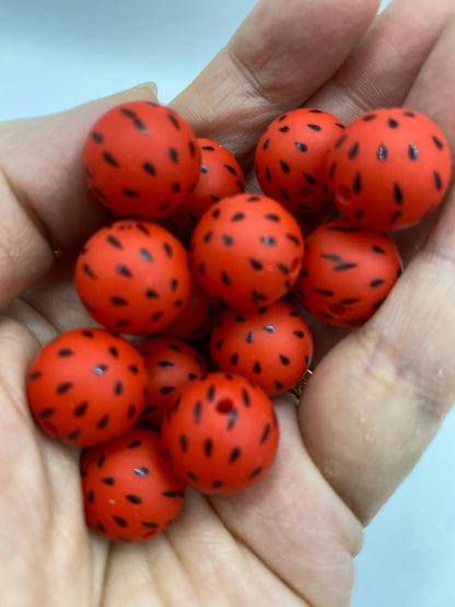 Watermelon Seed  Pattern  Silicone Beads - 15mm