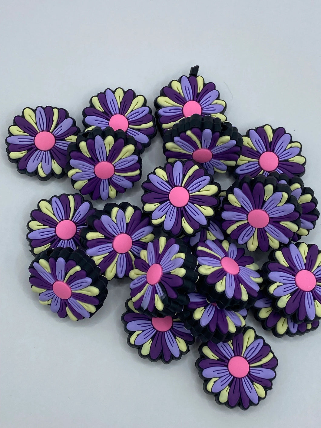 Purple Flower Silicone Focal Bead