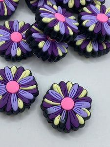 Purple Flower Silicone Focal Bead