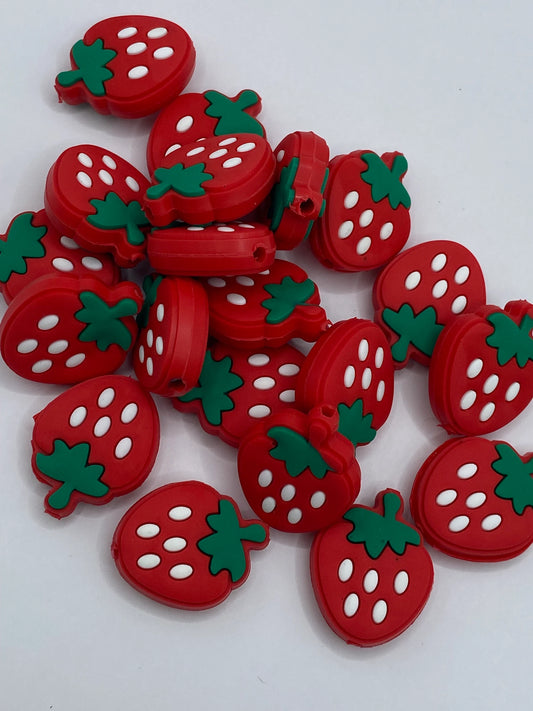 Strawberry Silicone Focal Bead