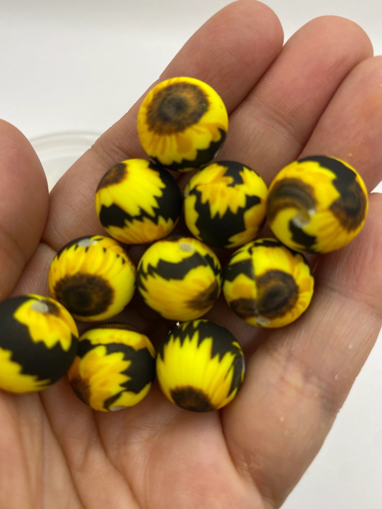 Sunflower Pattern  Silicone Beads - 15mm