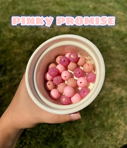 Pinky Promise Color Mix - Solid Round  Silicone Beads - 15mm - 25 Beads