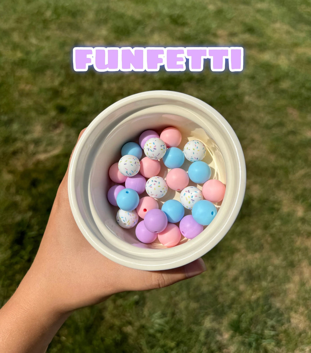 Funfetti Color Mix -  Round  Silicone Beads - 15mm - 25 Beads