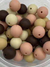 Load image into Gallery viewer, Neutral Color Mix - Solid Round  Silicone Beads - 15mm - 50 Beads

