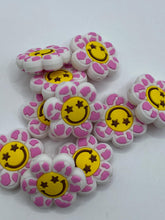 Load image into Gallery viewer, 1 Smile Face Flower Silicone Focal Bead- pink
