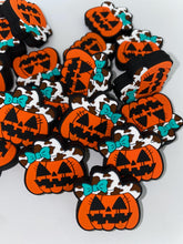 Load image into Gallery viewer, Jack O Lantern with cowgirl hat  Silicone Focal Bead - Halloween Focal
