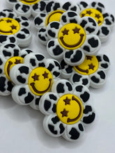 Load image into Gallery viewer, 1 Smile Face Flower Silicone Focal Bead- black

