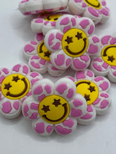 Load image into Gallery viewer, 1 Smile Face Flower Silicone Focal Bead- pink
