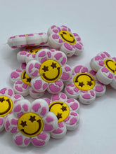 Load image into Gallery viewer, 1 Smile Face Flower Silicone Focal Bead- pink
