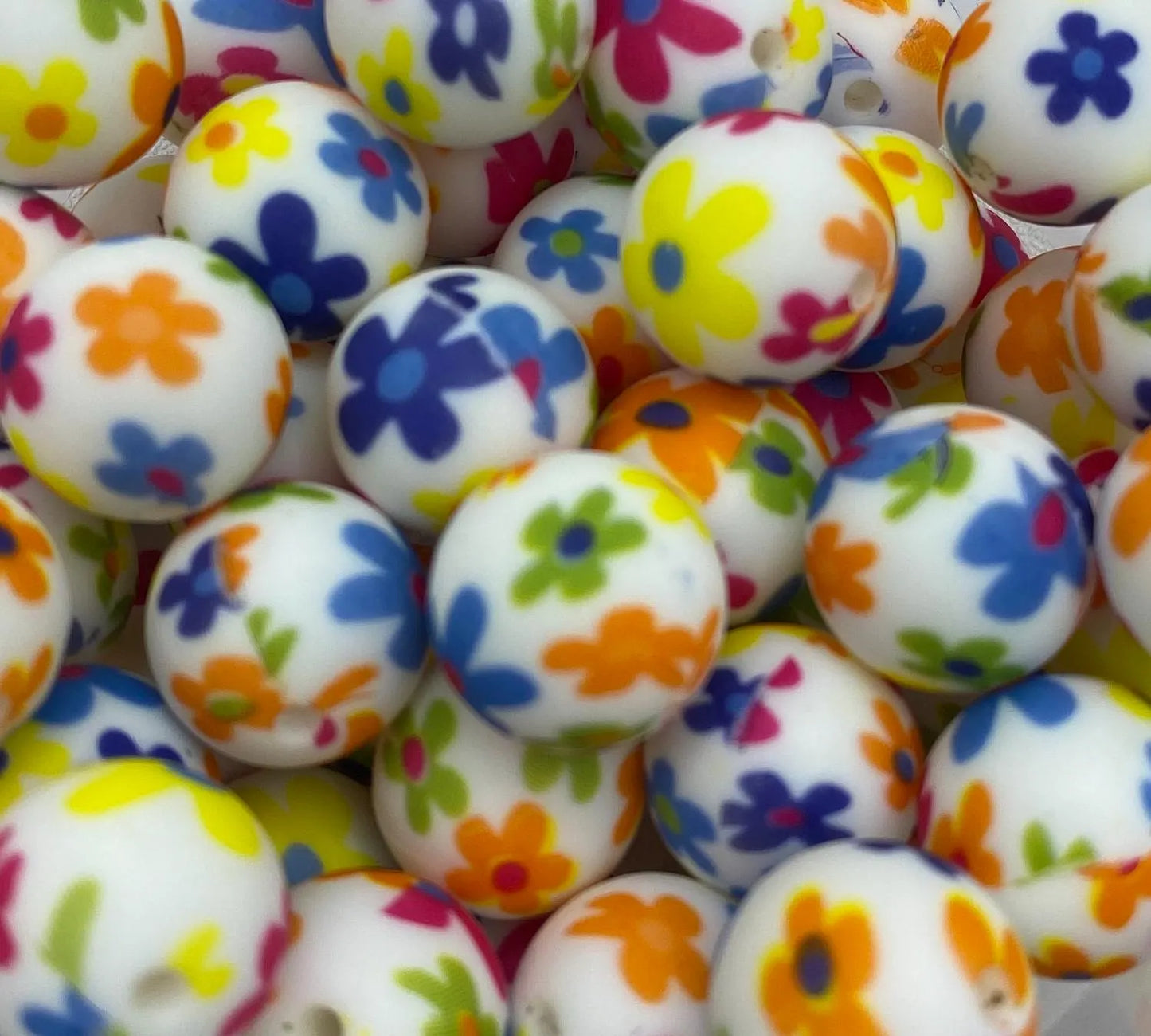 Bright Floral Silicone Beads - 15mm