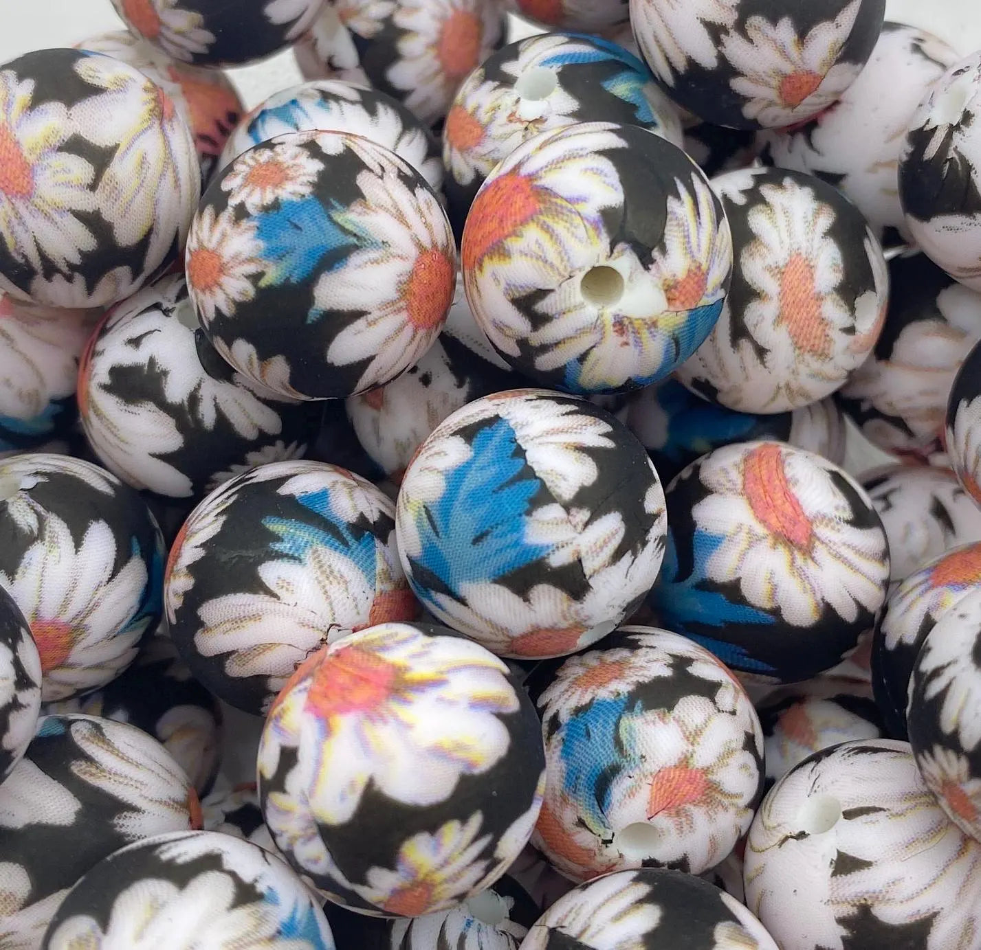 Floral Silicone Beads - 15mm