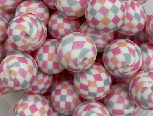 Pastel Colors Pattern  Silicone Beads - 15mm