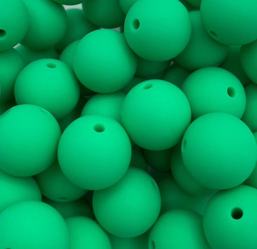 Green Solid Round Silicone Bead - 15mm