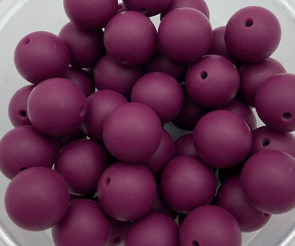 Red Wine Solid Round Silicone Bead- 15mm