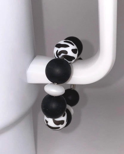 Black and White Cow Silicone Tumbler Cup Charm