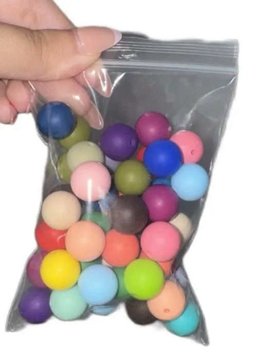 Mixed Bag of Solid Silicone Beads - 15mm - 50 Beads