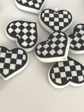 Load image into Gallery viewer, Checkered Heart -  Silicone Focal Bead
