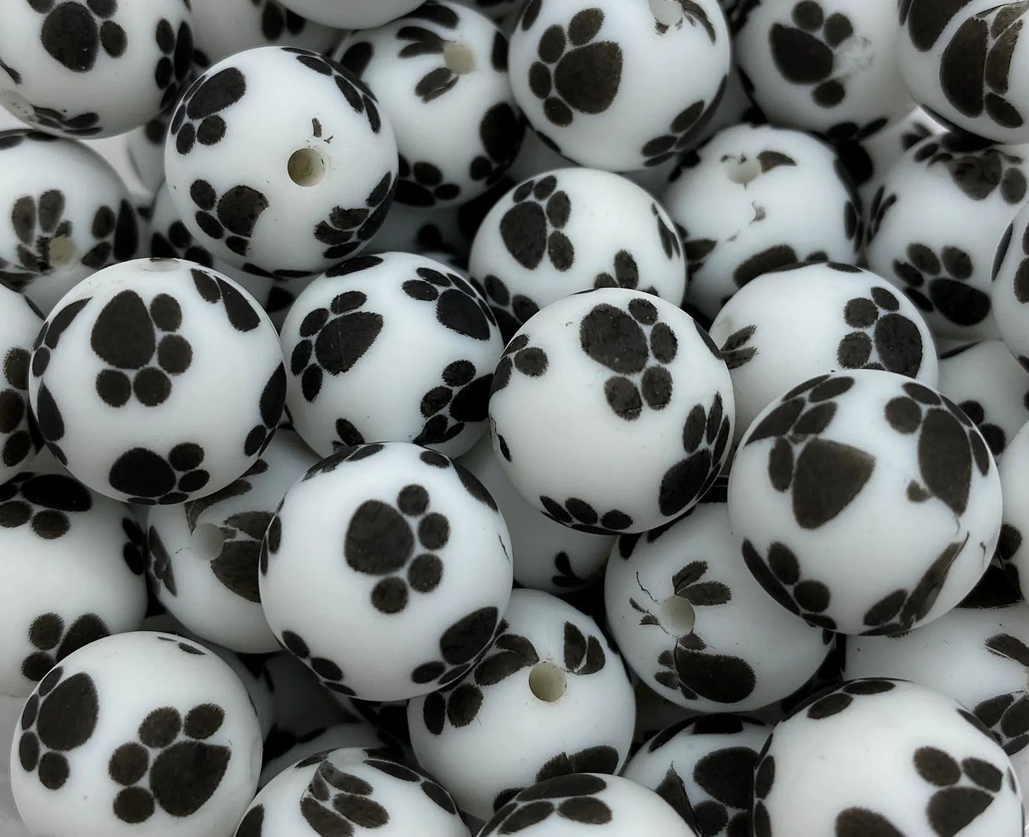 Paw Print Pattern Silicone Bead 15mm