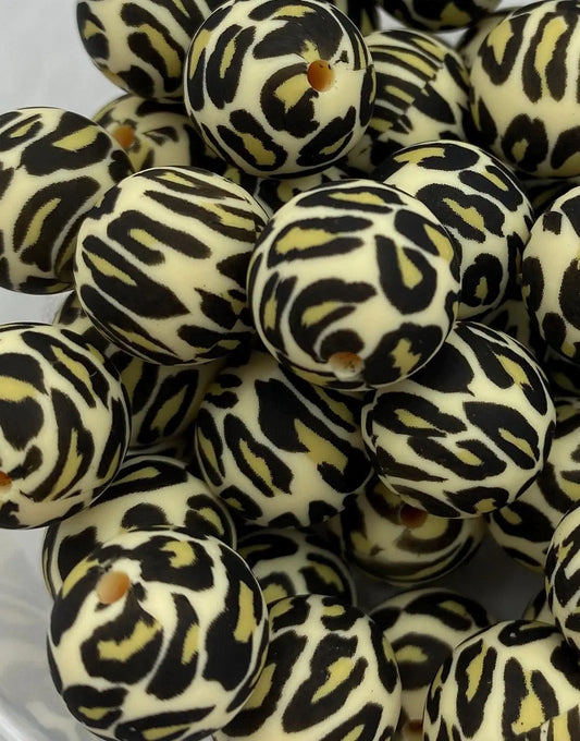 Leopard Pattern  Silicone Beads - 15mm