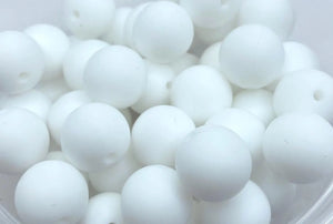 White Solid Round Silicone Bead - 15mm