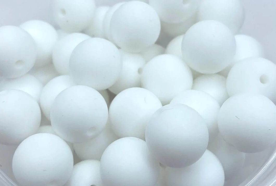 White Solid Round Silicone Bead - 15mm