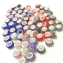 Load image into Gallery viewer, 12mm Chunky Spacer Beads -rhinestone- mix of colors -10 pieces
