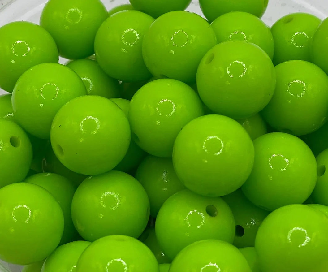 Shiny Silicone Beads - 15mm -lime green