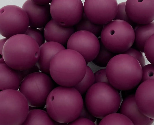 Red Wine Solid Round Silicone Bead- 15mm