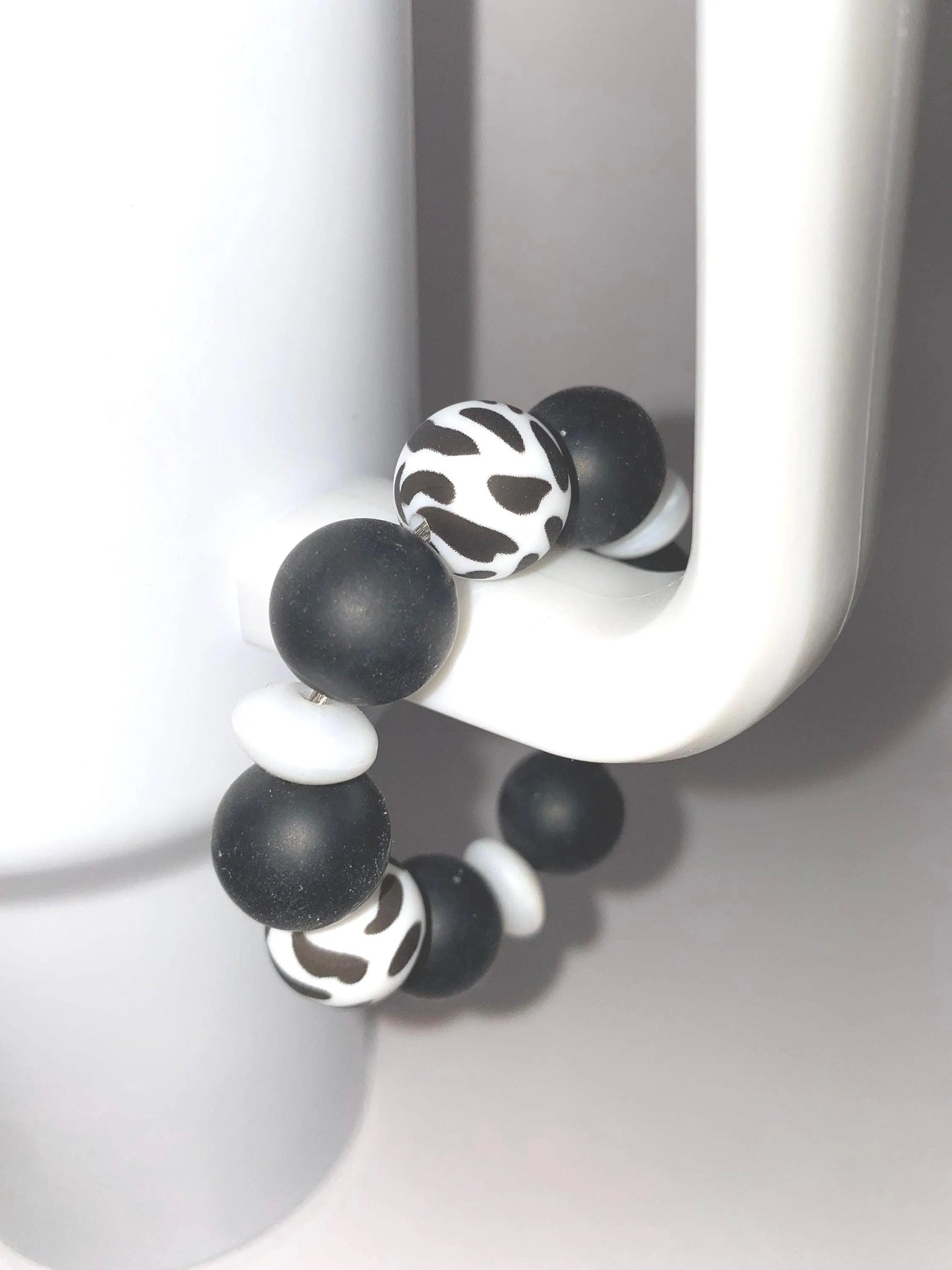 Black and White Cow Silicone Tumbler Cup Charm