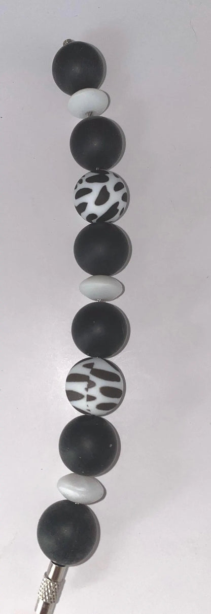 Black and White Cow Silicone Tumbler Cup Charm