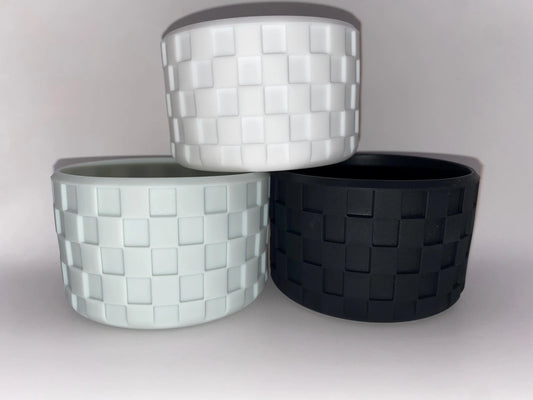 Checkered Texture Tumbler Boot - Silicone Boot- Tumbler Accessories