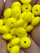 Load image into Gallery viewer, 20 Yellow Solid Silicone Lentil  Beads - 12mm
