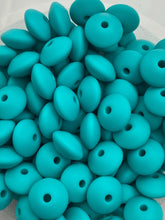 Load image into Gallery viewer, 20 Turquoise Solid Silicone Lentil  Beads - 12mm
