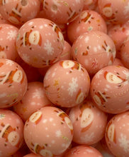 Load image into Gallery viewer, Pink Santa Pattern  Silicone Beads - 15mm
