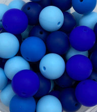 Load image into Gallery viewer, Blue Mix - Solid Round  Silicone Beads - 15mm - 50 Beads
