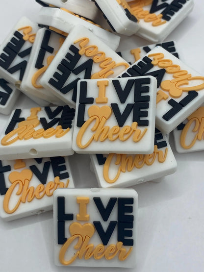 Live Love Cheer Silicone  Focal Bead